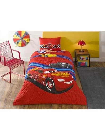 Tek Kişilik Pamuk Nevresim Takımı - Disney Cars Temalı Kırmızı ürün görseli 1