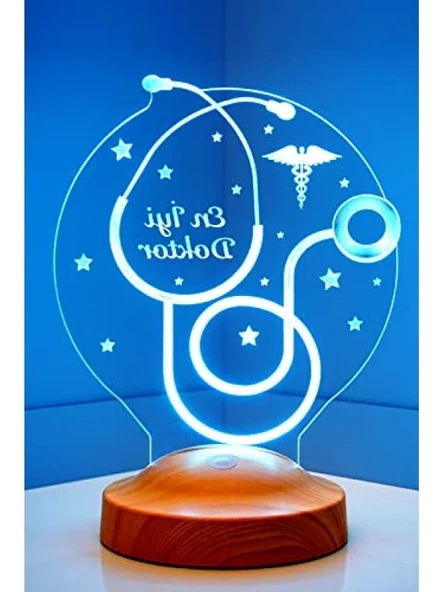 3D Doktor Hediyesi Stetoskop Temalı LED Lamba ürün görseli 1