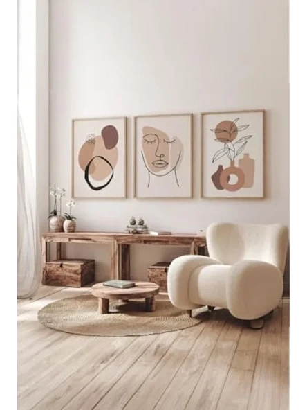 Gerçek Ahşap Çerçeveli 3 Parça 3D Poster Tablo Seti ürün görseli 1