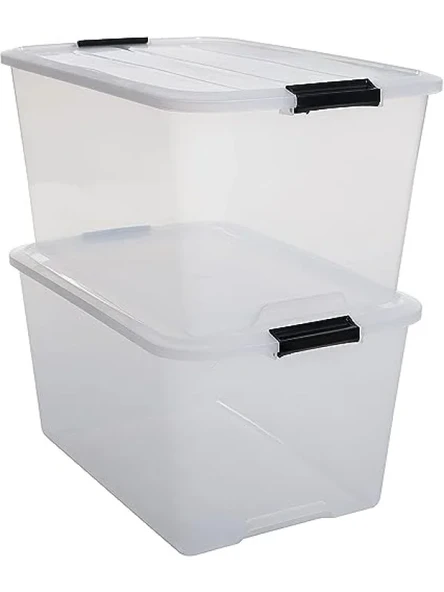 Kapaklı Şeffaf Saklama Kutuları - 2'li Set, 45L ürün görseli 1