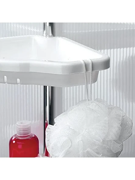 Beyaz Aluminyum Banyo Köşe Rafı - Resim 2