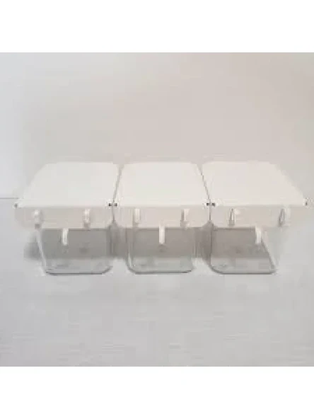 Kapaklı Saklama Kabı, Beyaz - 3'lü Paket ürün görseli 1