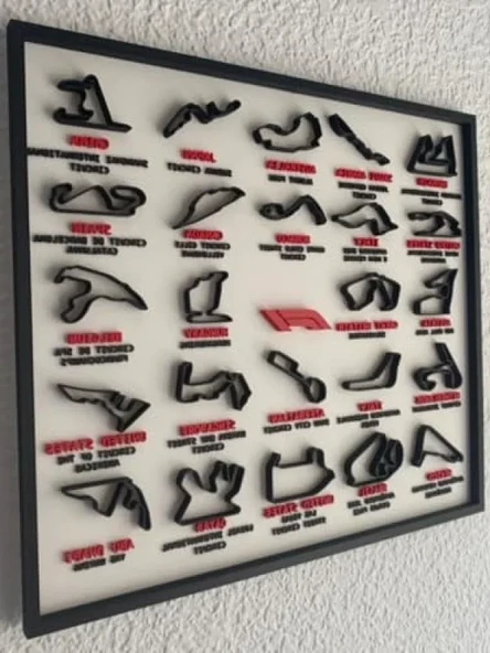 3D Çerçeve - Formula 1 Yarış Pisti Dekoratif Tablo (Beyaz) ürün görseli 1