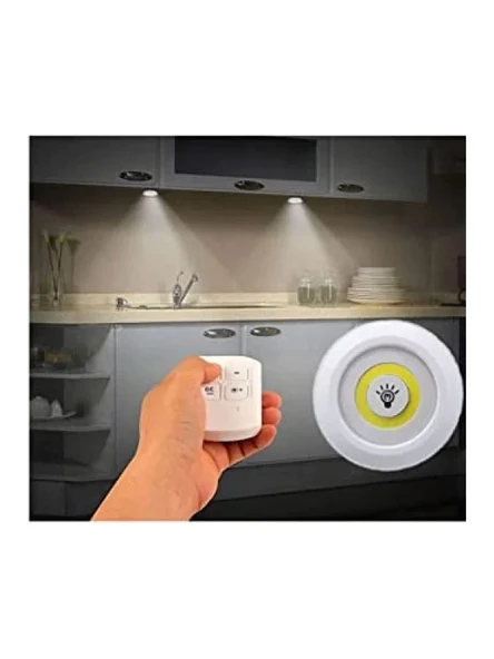 Uzaktan Kumandalı 3'lü Spot Led Lamba, Kablosuz Pilli Işıldak ürün görseli 1