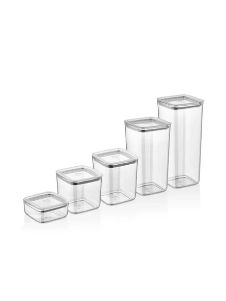 5'li Kare Saklama Kabı Seti (1700 ml + 1200 ml + 1000 ml + 700 ml + 350 ml) ürün görseli 1