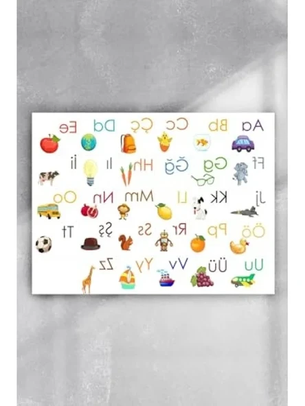 Türkçe Alfabe Eğitim Posteri - 50x70 cm Boyut ürün görseli 1