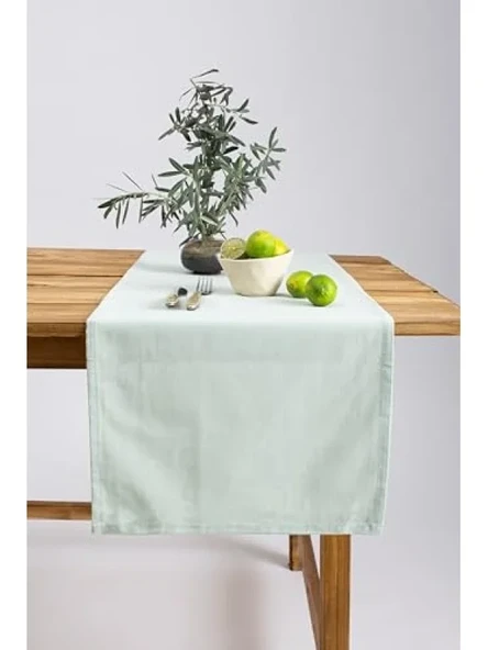 Kaliteli Keten Pamuk Karışımı Runner, 40 x 150 cm (Adaçayı) ürün görseli 1