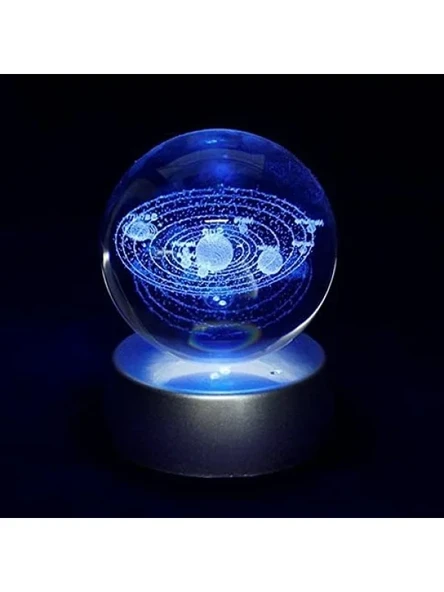 3D Işıklı Gezegen Cam Küre Dekoratif Hediyelik ürün görseli 1