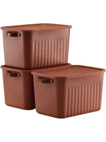 Modern Kapaklı Saklama Kutusu Seti - 15 Litre, Taşınabilir Kulplu ürün görseli 1