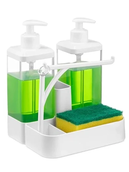 İkili Sıvı Sabunluk Seti - 2 x 350 ml, Sünger Hazneli ürün görseli 1