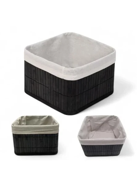 Çok Amaçlı Bambu Saklama Kutusu - Kare Organizer, 20x20x13 cm, Siyah ürün görseli 1