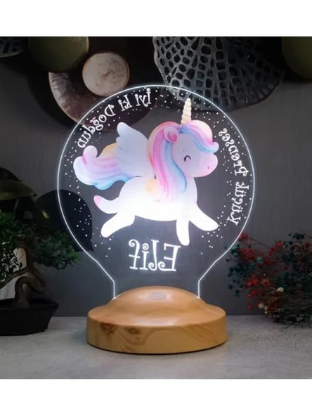 Unicorn Tasarımlı İsimli LED Lamba - Renk Değiştiren ürün görseli 1