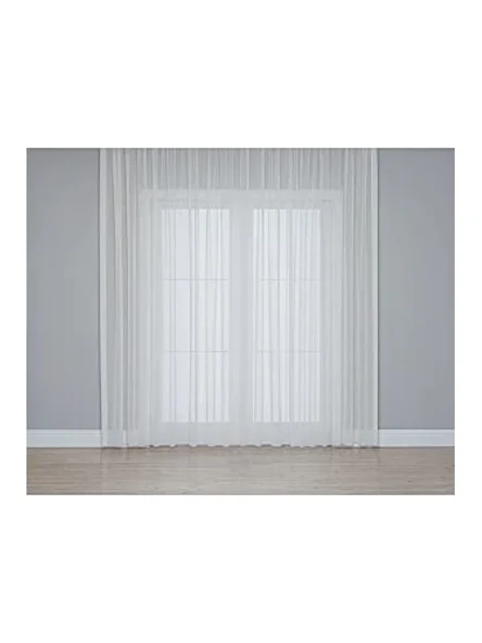 Keten Dokulu Modern Tül Perde (Krem, 200 x 260) ürün görseli 1