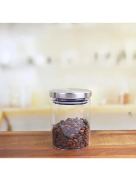 300 Ml Hava Geçirmez Metal Kapaklı Borosilikat Cam Kavanoz (8.5cm*10cm) ürün görseli 1