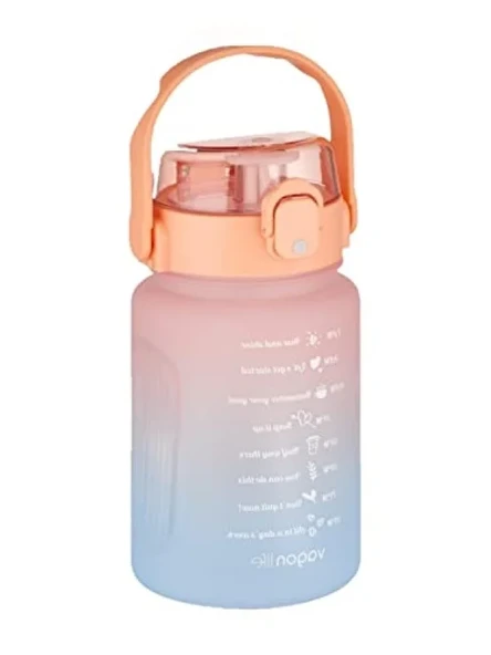 1000 ml Çift Renk Pipetli Motivasyon Matarası ürün görseli 1