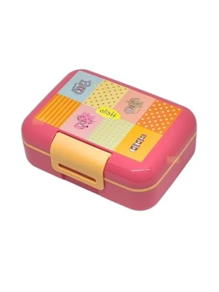 Sevimli Kedi Desenli 1600ml Kapaklı Lunchbox, 2 Bölmeli PP Plastik ürün görseli 1