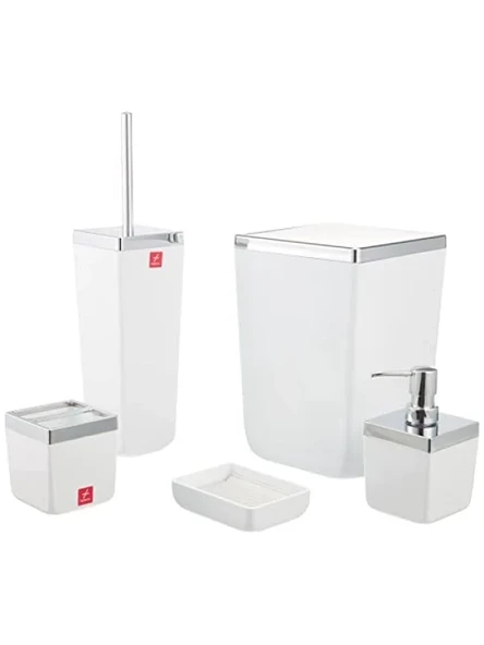 5 Parça Beyaz Banyo Seti ile Şık ve Fonksiyonel Tasarım ürün görseli 1