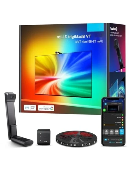 TV Arkası LED Şerit Aydınlatma - Renk Senkronizasyonu, 75-85 inç TV'ler için ürün görseli 1