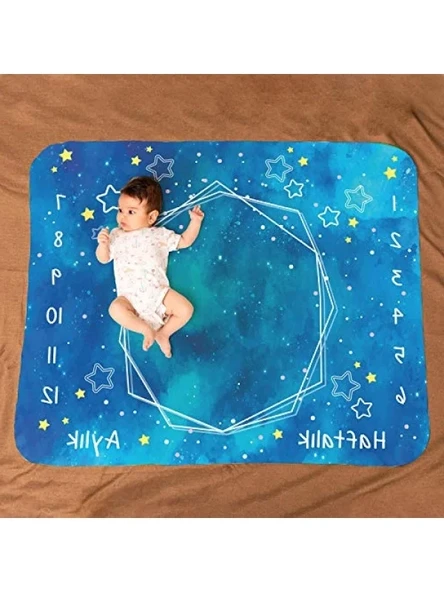 Mavi Uzay Macerası Baby Shower Fotoğraf Çekim Battaniyesi ürün görseli 1