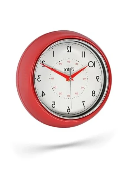 Retro Tasarım Metal Kadranlı Ev ve Ofis Saati, Bombeli Cam, 25 cm ürün görseli 1