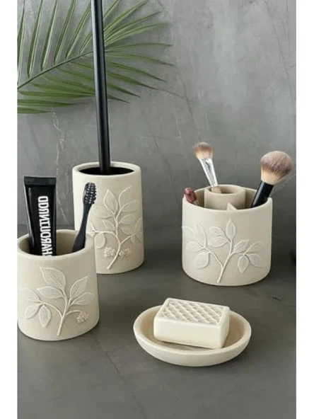 5 Parça Modern Banyo Seti - Poliresin Malzeme - Resim 2