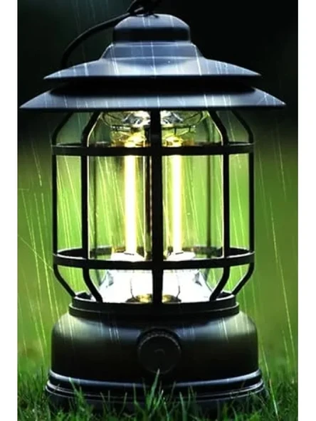 Nostaljik Pilli Led Lamba, Kamp Lambası - Resim 3
