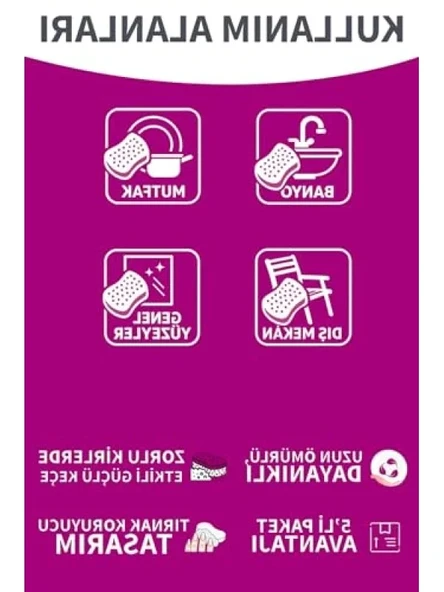 Dayanıklı Bubble Sünger Temizleme Seti, 5'li - Resim 2