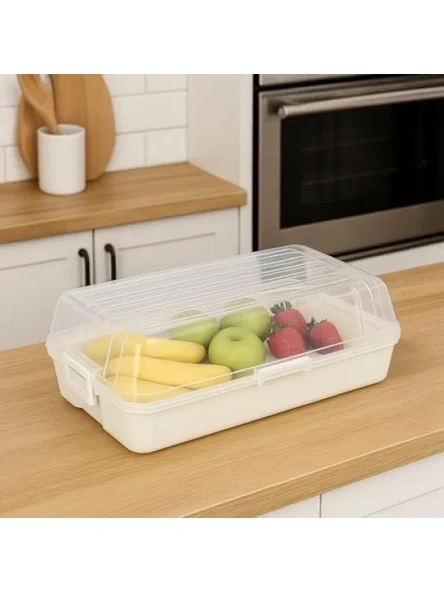 Şeffaf Kapaklı Buzdolabı Düzenleyici Kutu – 32x18 cm Pratik Gıda Organizeri ürün görseli 1