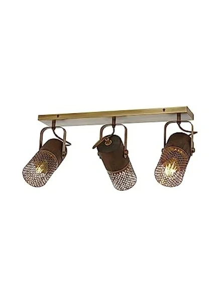 Eskitme Kaplama Modern Avize, E27 Metal ve Ahşap, 60x30 cm ürün görseli 1