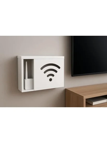 Sürgülü Kapaklı 35 x 40 cm Ahşap Dekoratif WiFi Saklama Kutusu ürün görseli 1