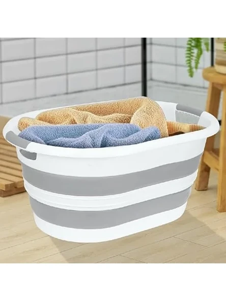 38 Litre Kapasiteli Katlanabilir Silikon Çamaşır Sepeti, Ergonomik ürün görseli 1