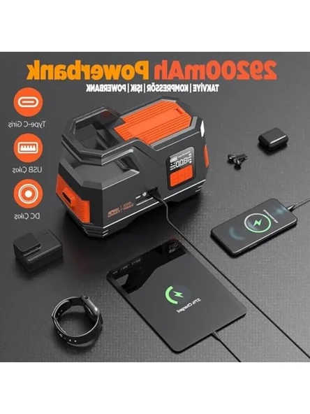4500A Taşınabilir Jump Starter ve Lastik Şişirme Kompresörü - Resim 3