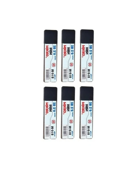 2.0mm 2B Kalem Ucu, 6 Adetli Siyah Set - Resim 3