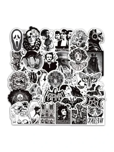 Gothic Temalı 45 Çıkartmalık Sticker Seti, Çok Amaçlı Kullanım ürün görseli 1