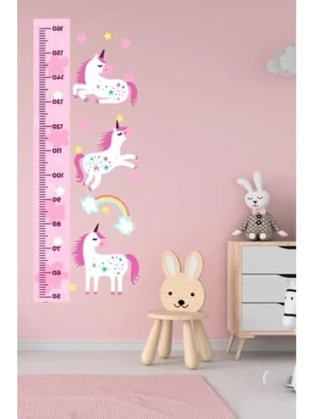 Pembe At Figürü ile Ölçüm Cetveli Duvar Dekoru ürün görseli 1