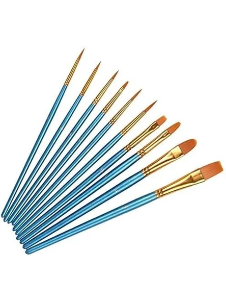 Hannah 2 SET Sanatçı Fırcası Seti, 10'lu Paket Naylon Fırca, Resim, Akrilik, İnce Fırca, Sulu Boya ve Yüz Boyama, Kendin Yap El Sanatları İçin, Mavi, Toplam 20 Fırca ürün görseli 1