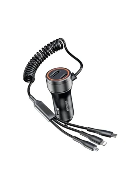 60W Araç İçi Şarj Aleti, 5 Port Spiral Kablolu, Uyumlu Çeşitler ürün görseli 1