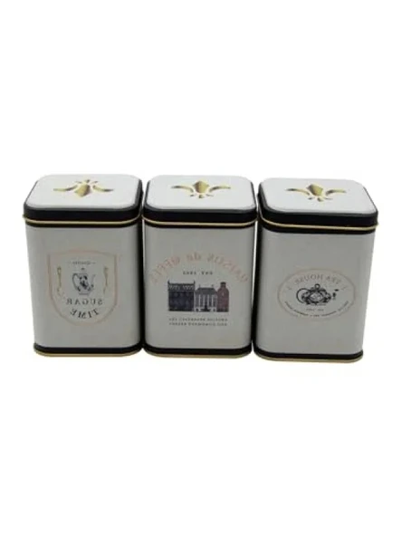 3'lü Set Kare Metal Saklama Kabı - 87x87x125 mm ürün görseli 1