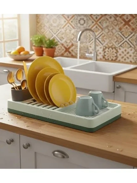 Dayanıklı Plastik Tezgah Üstü Bulaşıklık, 42x26x6 cm Çok Bölmeli Organizer ürün görseli 1