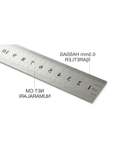 Metal Cetvel, 50cm Uzunluk - Resim 2