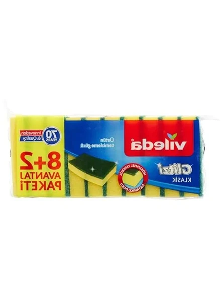 8+2'li Promosyon Paket Düz Hijyenik Bulaşık Süngeri, Yeşil Renk ürün görseli 1