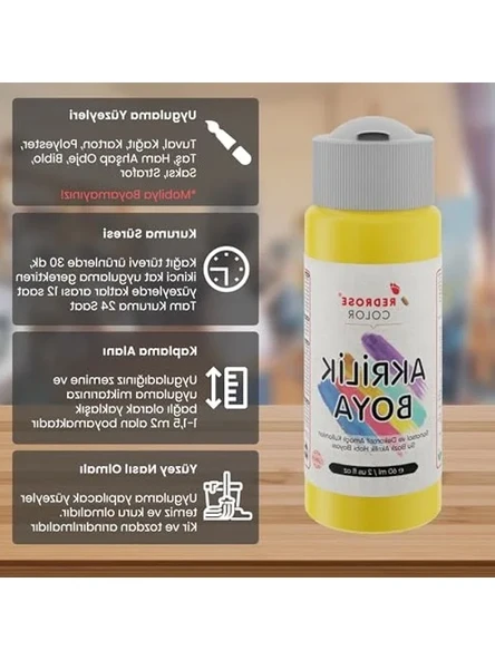 Akrilik Boya, Sarı Renk, 60ml - Resim 3