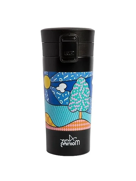 380 ml Paslanmaz Çelik Termos Mug, Sızdırmaz Kapaklı, Siyah ürün görseli 1