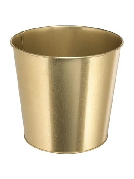 19 cm Gold Renk Galvanizli Çelik Çiçek Saksısı, Dayanıklı Tasarım ürün görseli 1