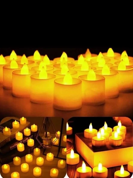 24 Adet Sarı Işıklı LED Mum Seti, Pilli ve Dumansız ürün görseli 1