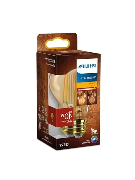 Philips LEDclassic E27 lamba, altın, 40 W yerine geçer, sıcak beyaz (1800 Kelvin), dekoratif lamba ürün görseli 1