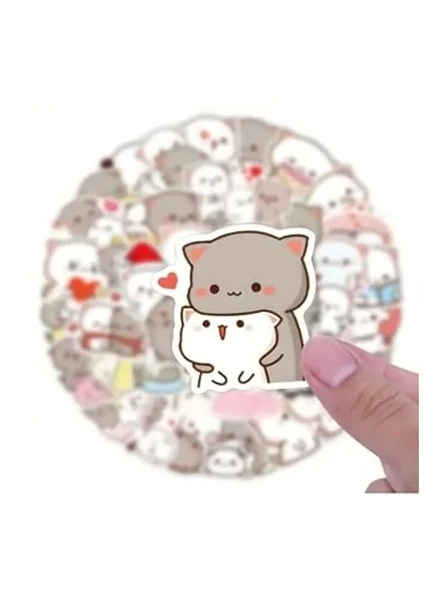 Laptop ve Tablet için 50'li Kedi Temalı Sticker Seti, Eğlenceli Tasarım ürün görseli 1
