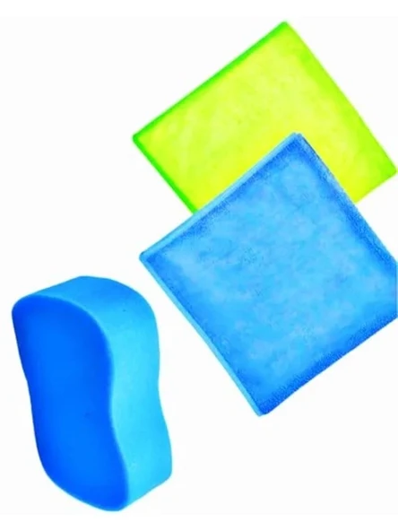 Kyrotech 3’lü Araç Temizlik ve Detay Bakım Seti, 2’li Mikrofiber Bez + Araç Yıkama Süngeri, Çizmez, İz Bırakmaz, Profesyonel Oto Bakım, Car Detailing Set ürün görseli 1