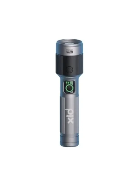 Bix Flashlight BX2101FL 30W LED, Max. 1450 Lümen Parlaklık ve 690 Metreye Ka Uzun Menzilli Şarj Edilebilir, LED Güç Göstergeli Çok Modlu Acil Durum ve Kamp Kompakt El Feneri ürün görseli 1