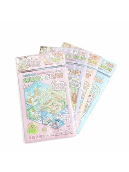 Dıy Kendin Yap Capybara 5D Sahne Sticker Seti – 8 Sayfa (4 Sahne + 4 Sticker) ürün görseli 1